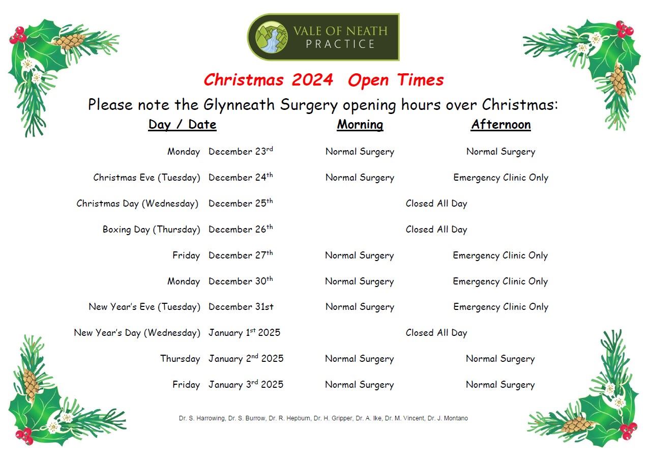 Christmas 2024 Opening Hours